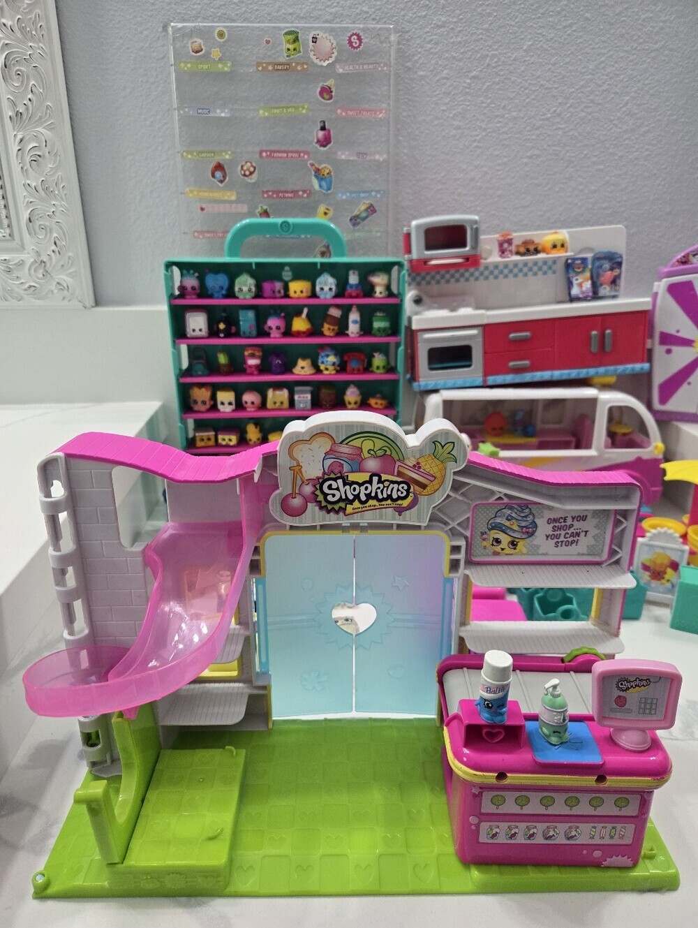 Ginormous OG Shopkins Playset Bundle with Pink, Teal and White Accessories - Picture 3 of 16